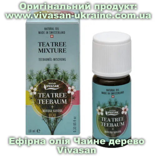Ефірна олія чайного дерева Vivasan Ефірна олія Чайне дерево з манукою та канукою 10 мл, Vivasan, Швейцарія. Органічні ефірні олії