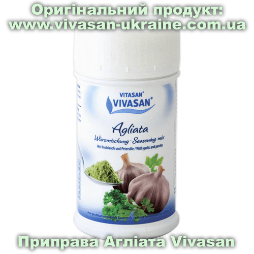 Приправа Агліата часникова 130 г, Vivasan, Швейцарія. Здорове харчування